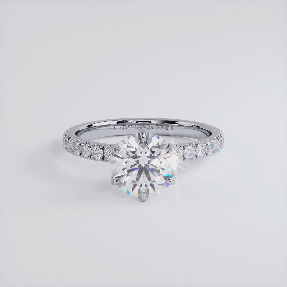 1.5 Carat Round Brilliant Petite 6 Prong Micropavé