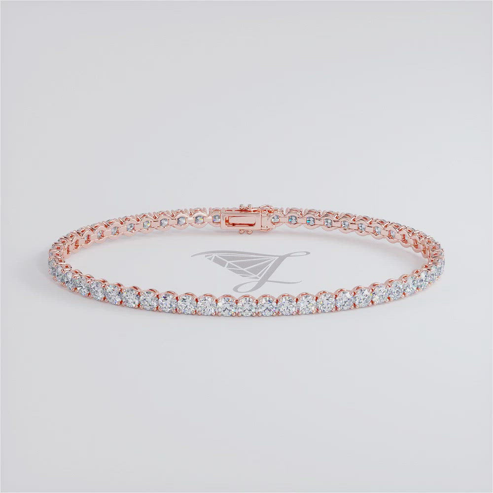 5.50ctw Round Brilliant Diamond Tennis Bracelet set in 14k Rose Gold
