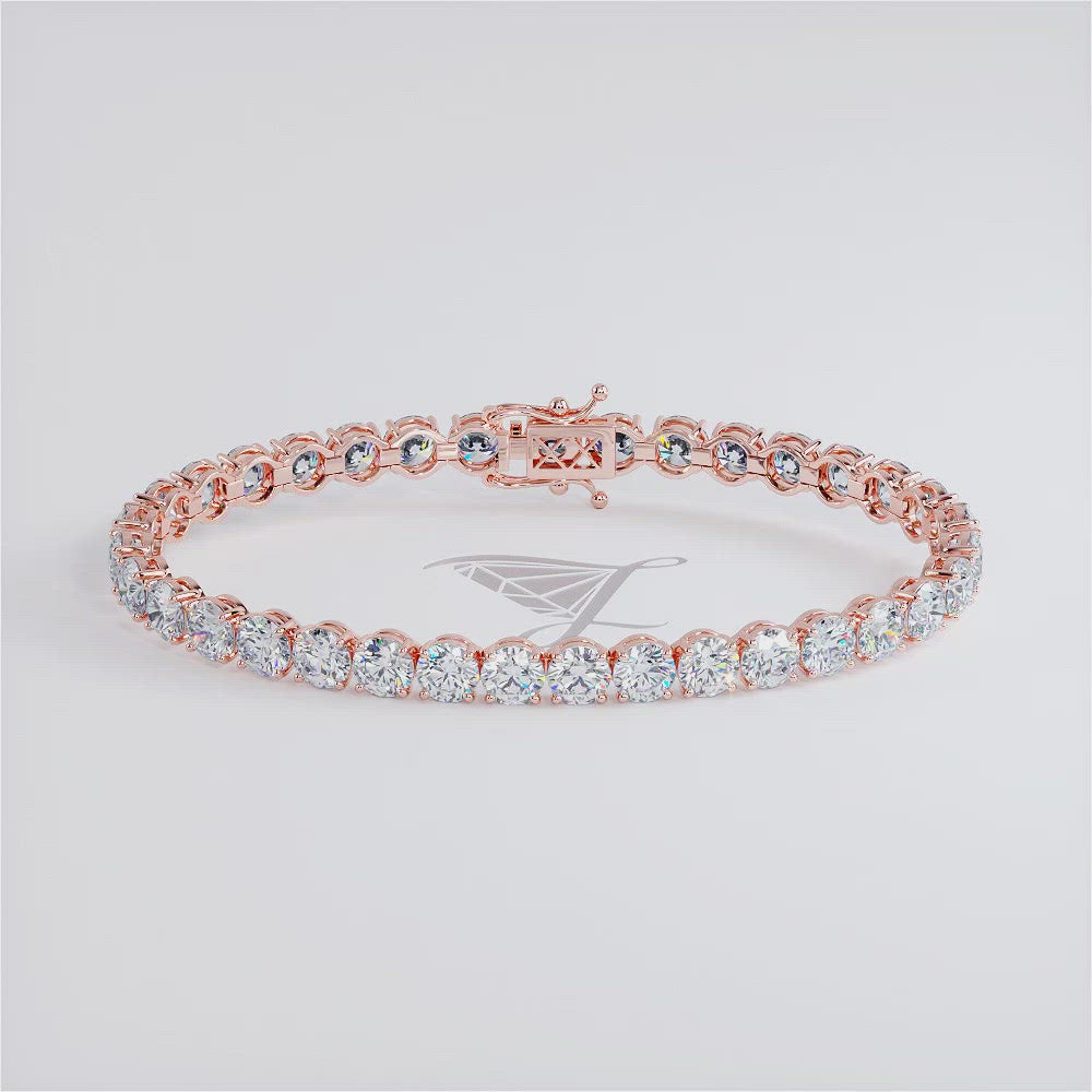 15.00ctw Round Brilliant Diamond Tennis Bracelet set in 14k Rose Gold