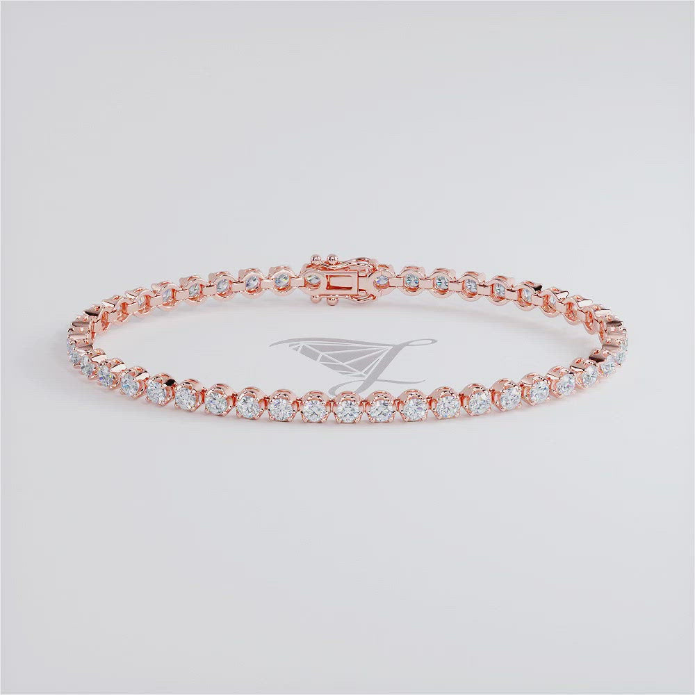 3.30ctw Round Brilliant Buttercup Diamond Tennis Bracelet set in 14k Rose Gold