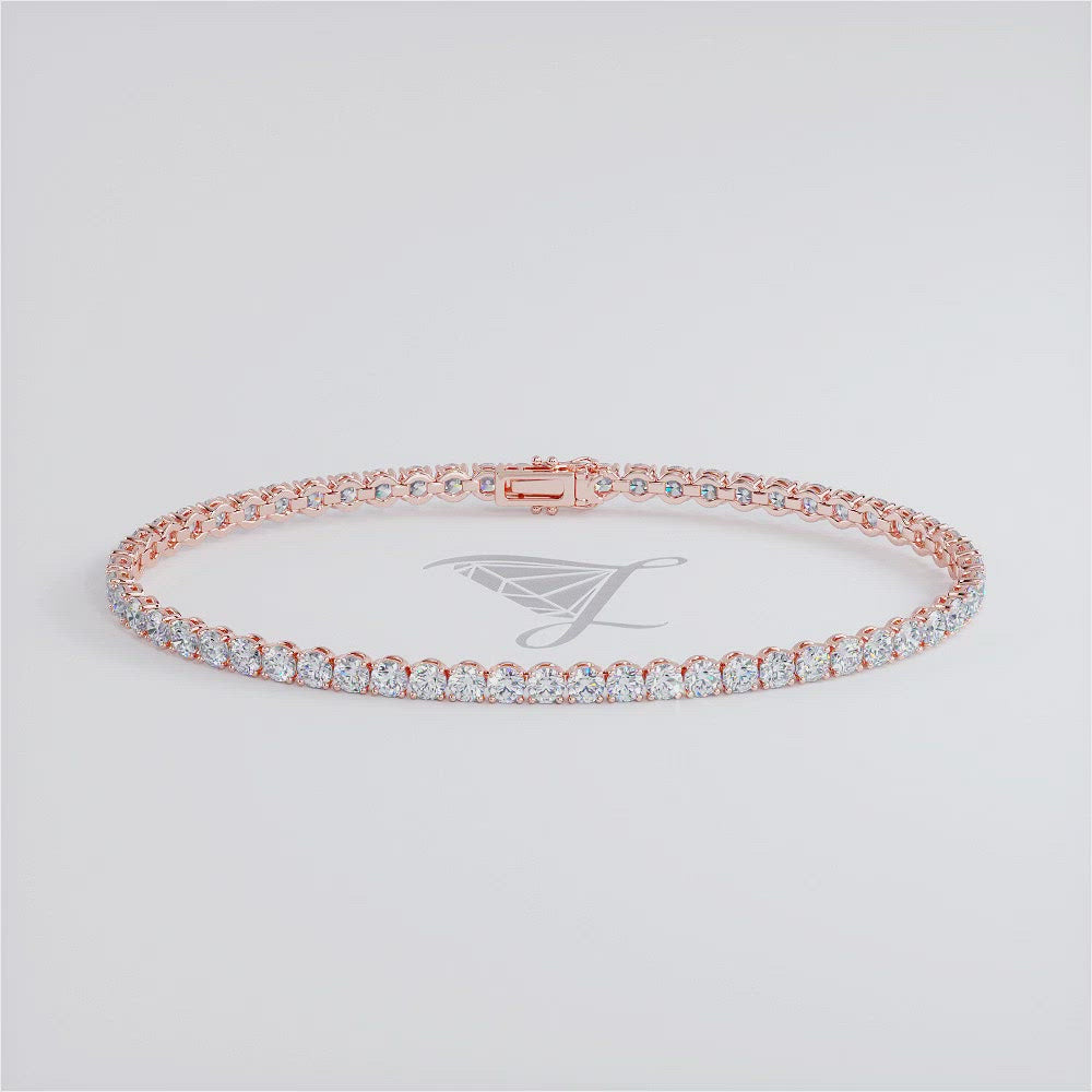 4.25ctw Round Brilliant Diamond Tennis Bracelet set in 14k Rose Gold