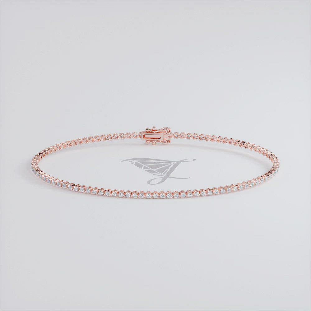 1.00ctw Round Brilliant Buttercup Diamond Tennis Bracelet set in 14k Rose Gold