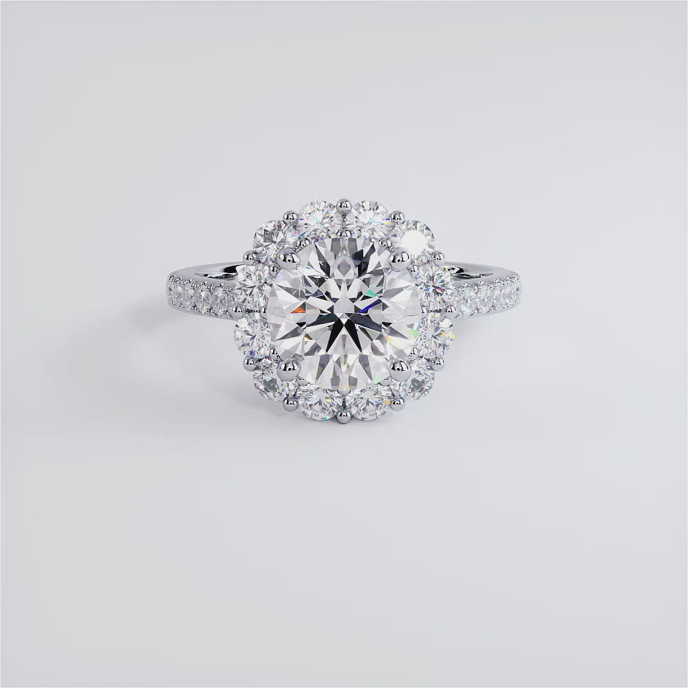 2 Carat Round Brilliant Floral Halo