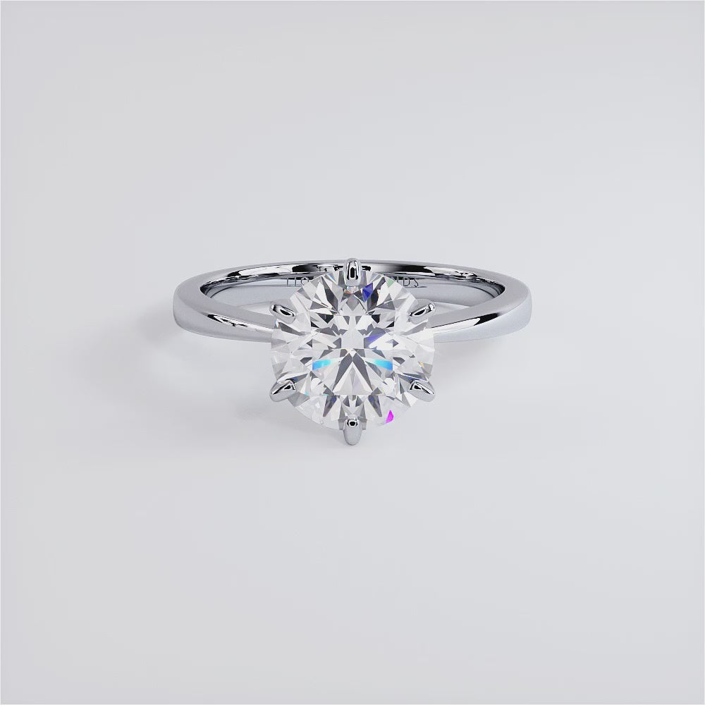 2 Carat Round Brilliant Petite Tapered 6 Prong Solitaire