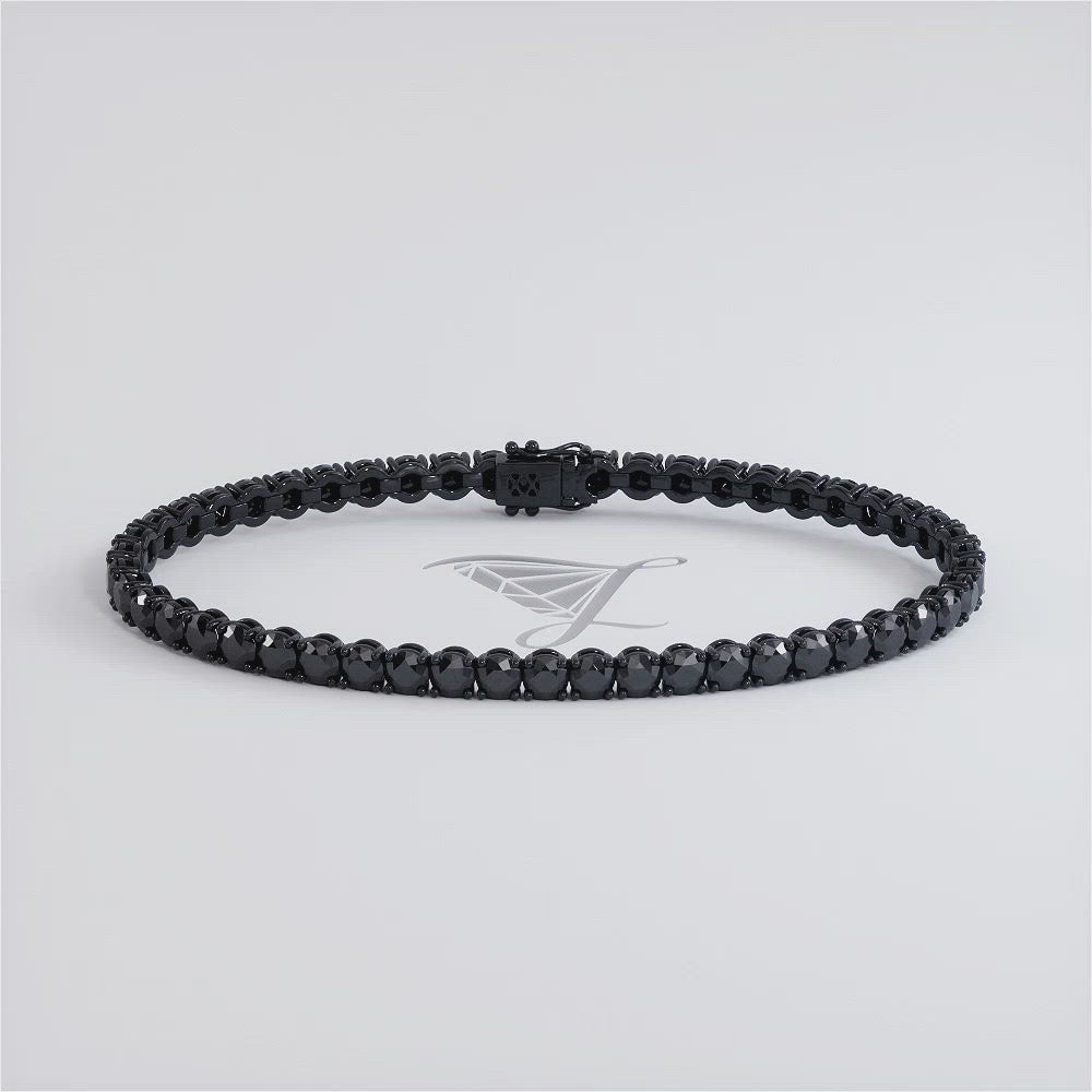 6.50ctw Round Brilliant Black Diamond Tennis Bracelet set in 14k Black Gold