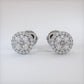 1.00ctw Diamonds Cluster Stud Earrings 14k White Gold