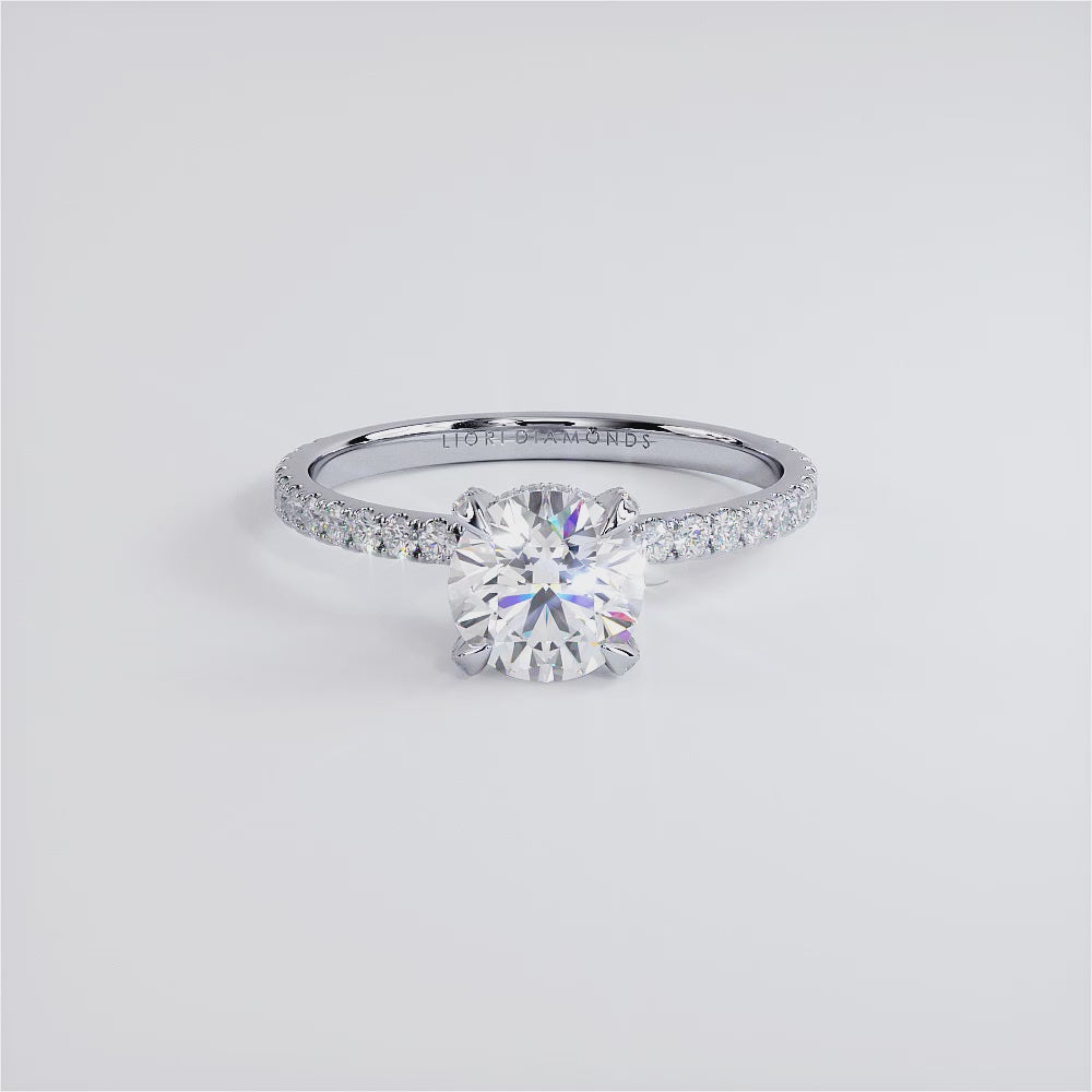 1.5 Carat Round Brilliant Petite Micropavé Eagle Prongs