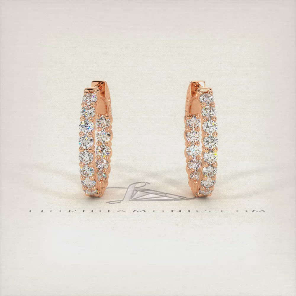 2.80ctw F-SI Ladies Huggie Hoop Earrings 14k Rose Gold