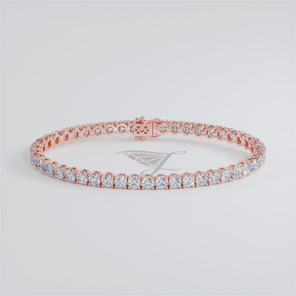 7.50ctw Round Brilliant Diamond Tennis Bracelet set in 14k Rose Gold