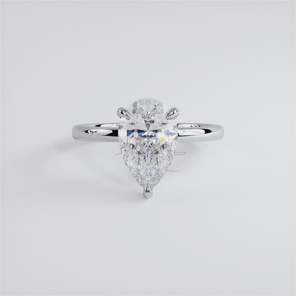 2 Carat Pear Shape Petite Wire Basket Solitaire