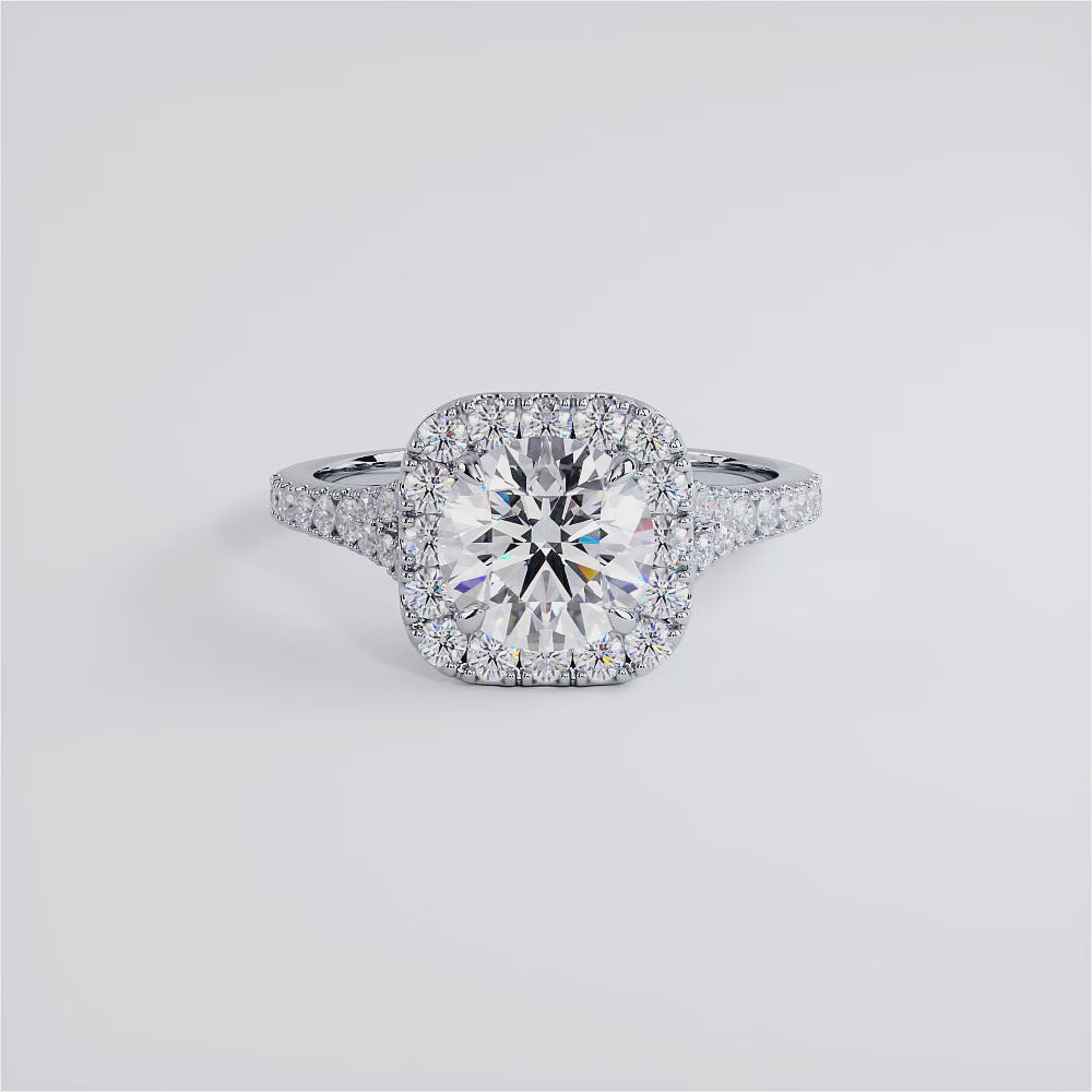 1.5 Carat Round Brilliant Halo Split Shank Micropavé