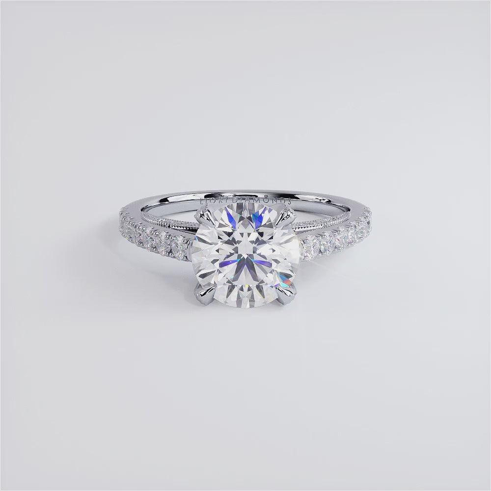 1.5 Carat Round Brilliant Micropavé Milgrain Prongs