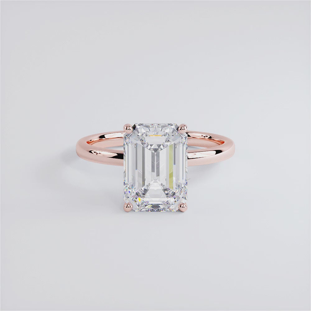 3 Carat Emerald Cut Petite Wire Basket Solitaire