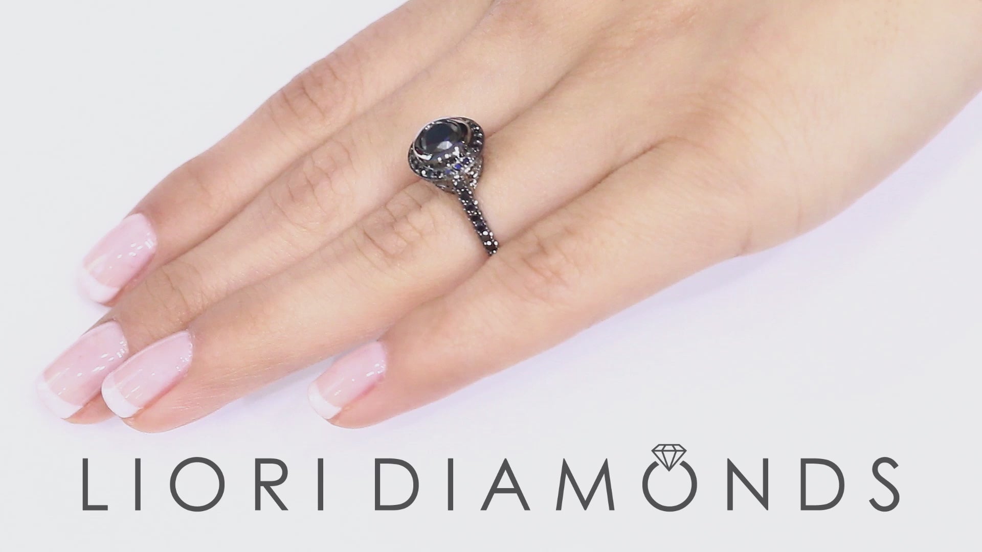 1.32ctw Natural Black Diamond Engagement Ring 18k Black Gold Vintage Style