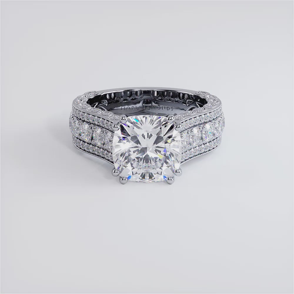 3.5 Carat Cushion Cut Vintage Style Milgrain