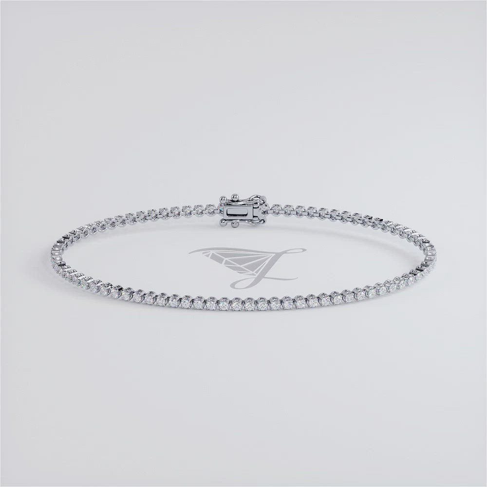 1.05ctw Round Brilliant Buttercup Diamond Tennis Bracelet set in 14k White Gold
