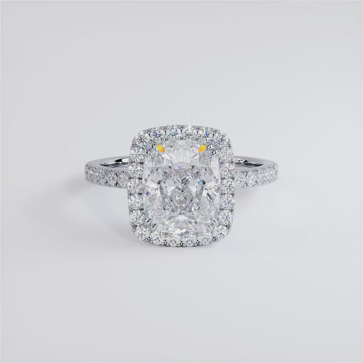 2 Carat Cushion Cut (Long) Micropavé High Set Halo