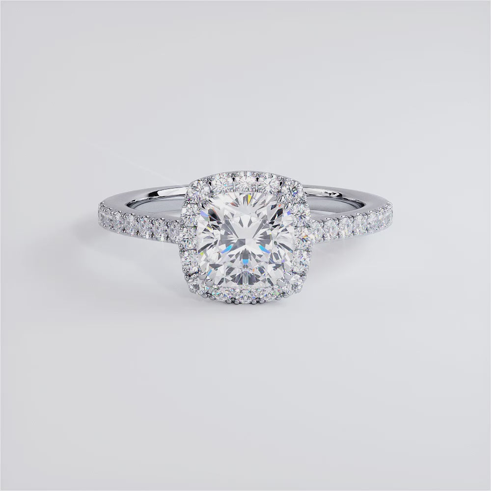 1.5 Carat Cushion Cut Micropavé Halo