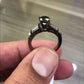 BDR-241 - 1.65 Carat Certified Natural Black Diamond Engagement Ring 14k Black Gold