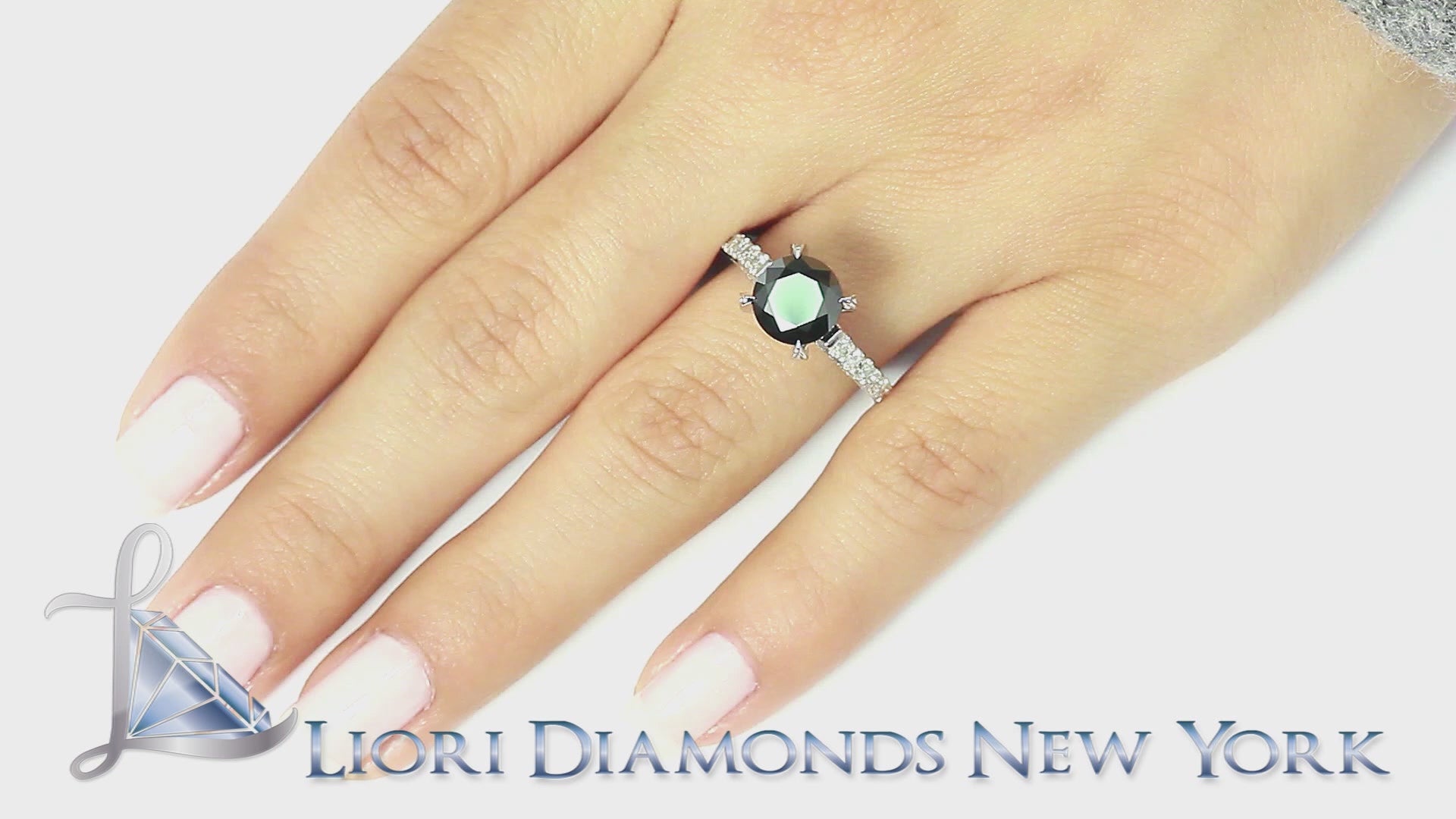 3.13ctw Certified Natural Black Diamond Engagement Ring 14k White Gold