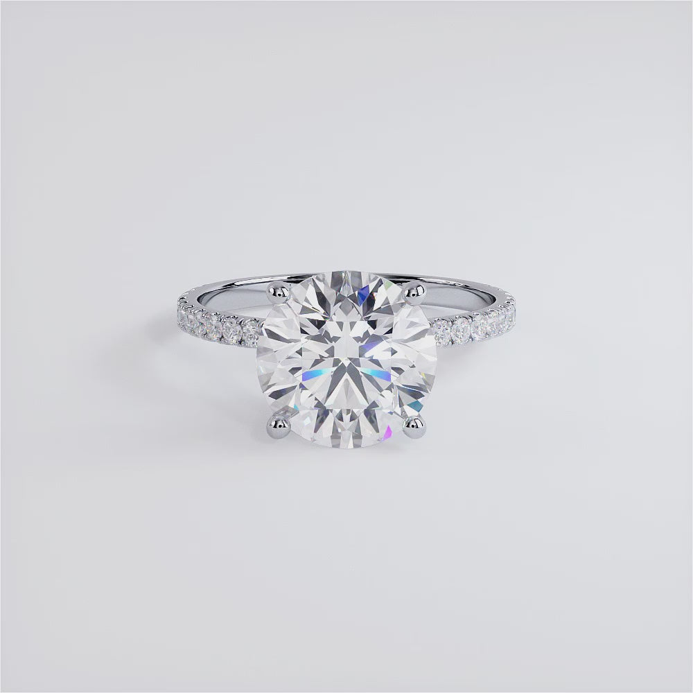 3 Carat Round Brilliant Under Halo Petite Micropavé