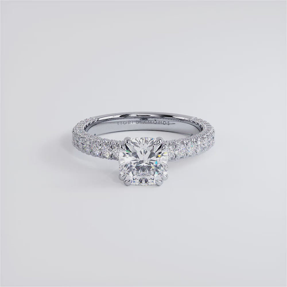 1.5 Carat Cushion Cut 3D Micropavé Shank