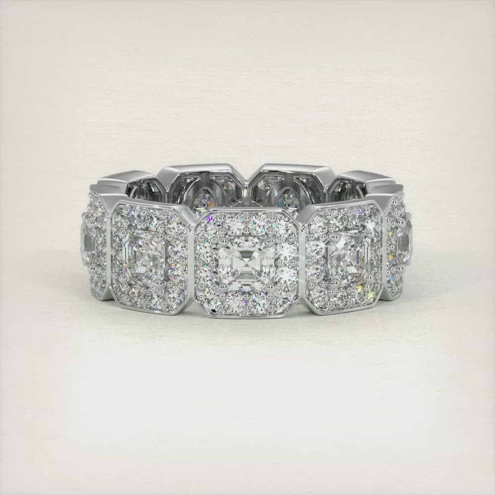 5.75ctw D-VVS1 Asscher Cut Diamond Eternity Wedding Band Ring 14k White Gold