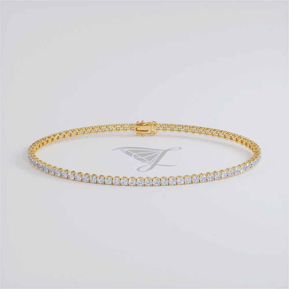 2.50ctw Round Brilliant Diamond Tennis Bracelet set in 14k Yellow Gold