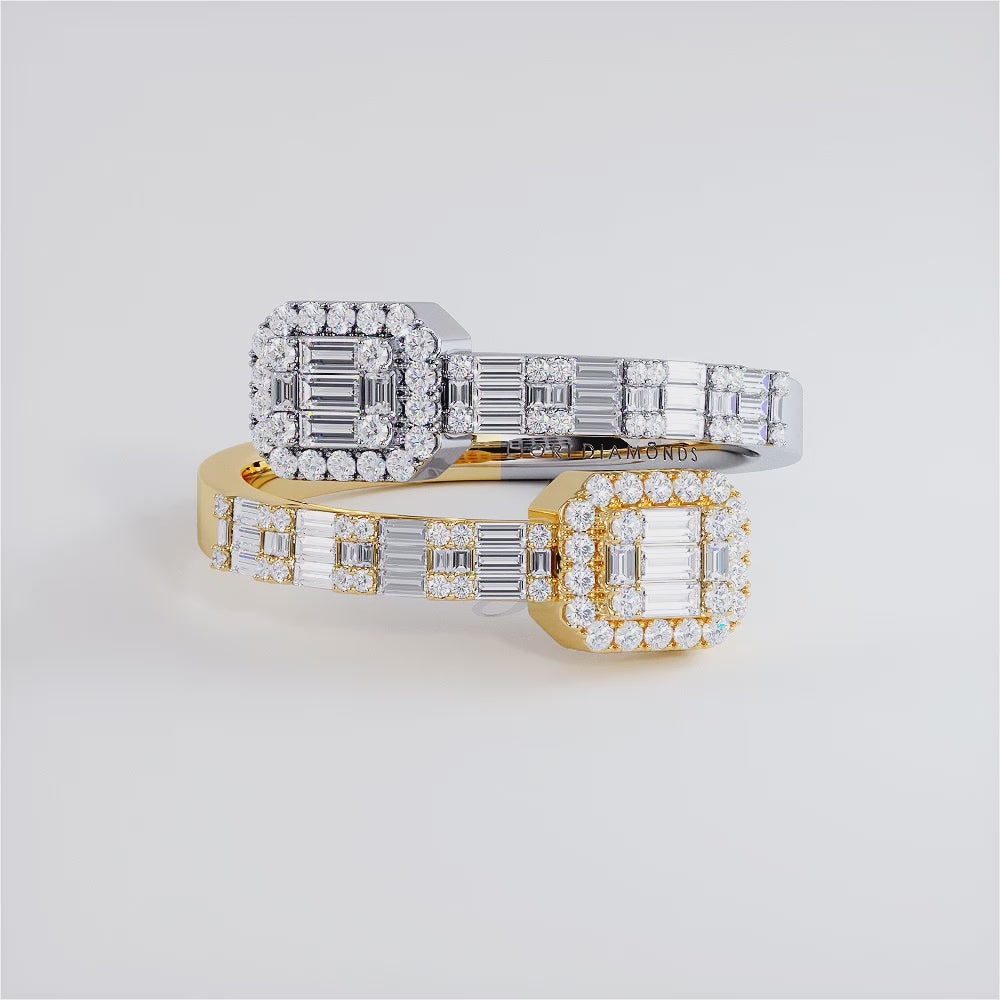0.75ctw Natural Diamond Baguette Ring Set In 10k Yellow & White Gold