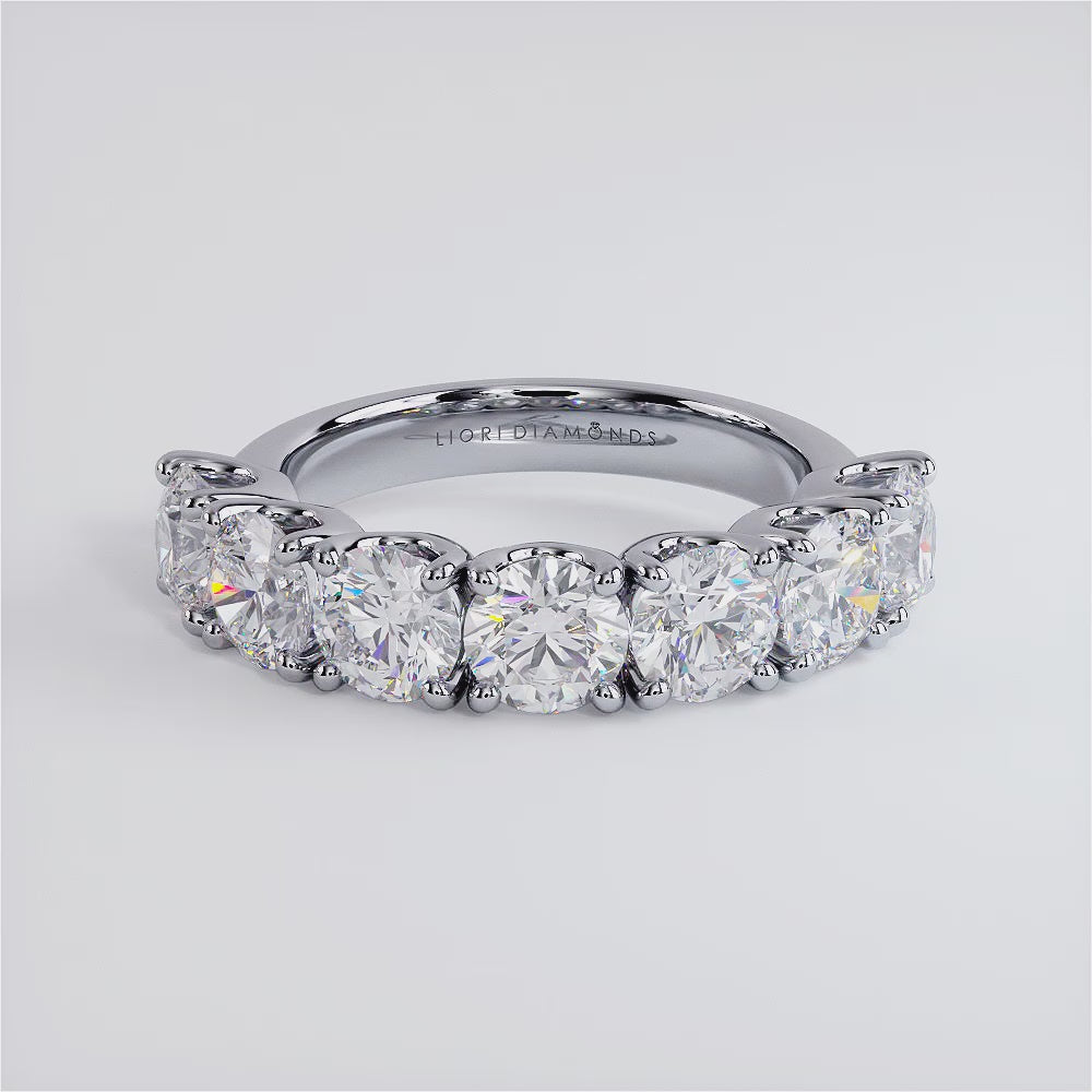 3.15ctw 7 Stone Diamond Wedding Band Anniversary Ring Set in Platinum