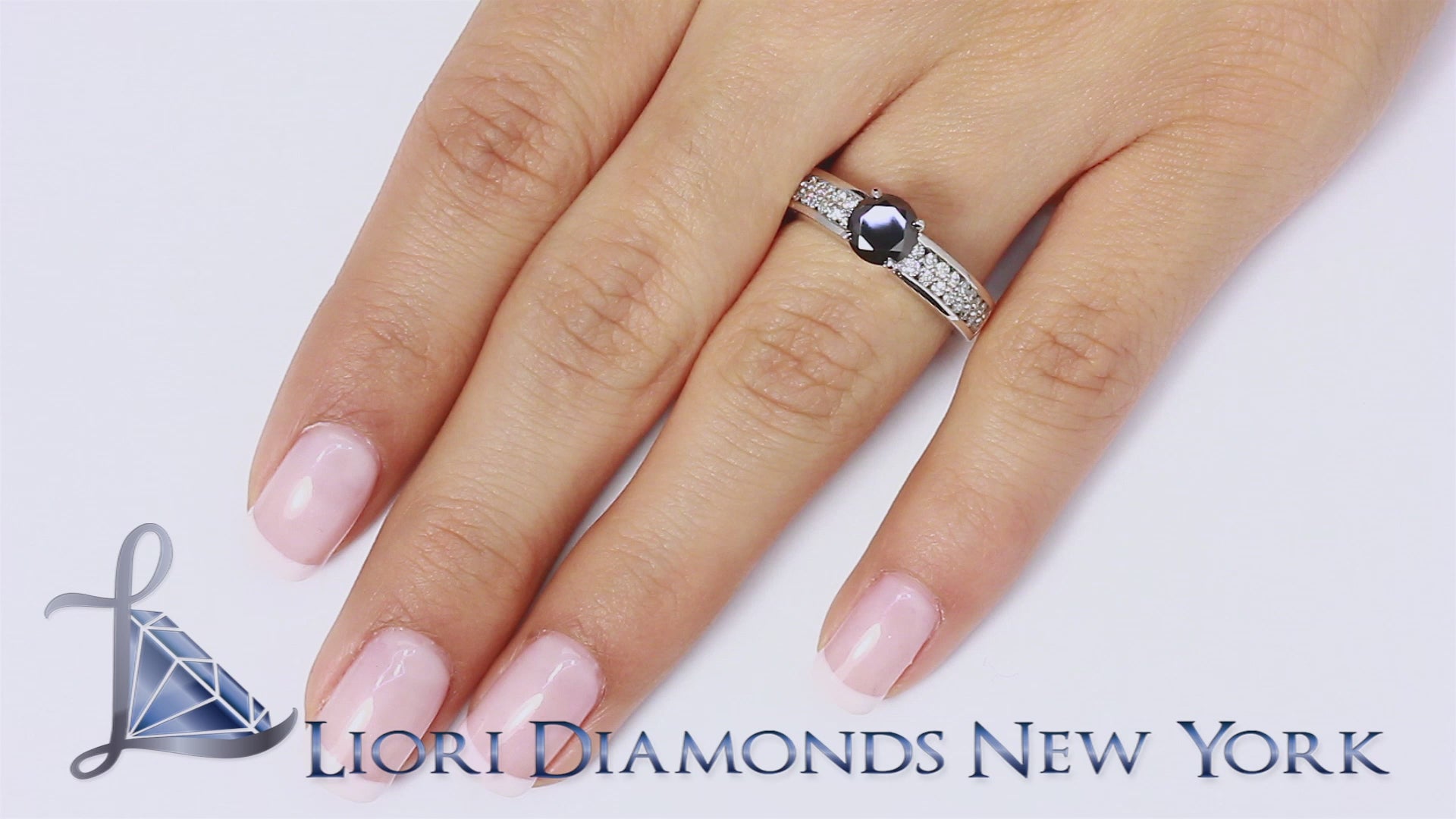 1.40ctw Natural Black Diamond Engagement Ring 14k White Gold