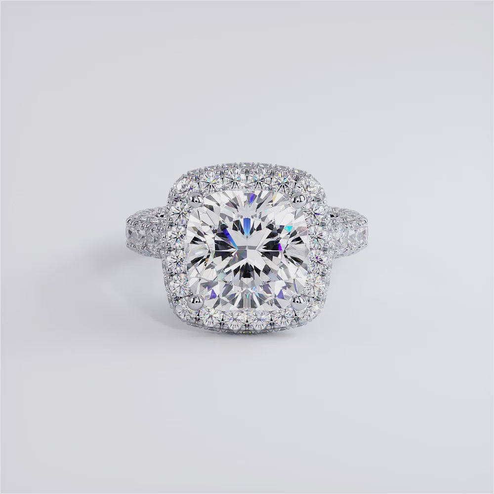 5 Carat Round Brilliant Halo 3D Micropavé Shank