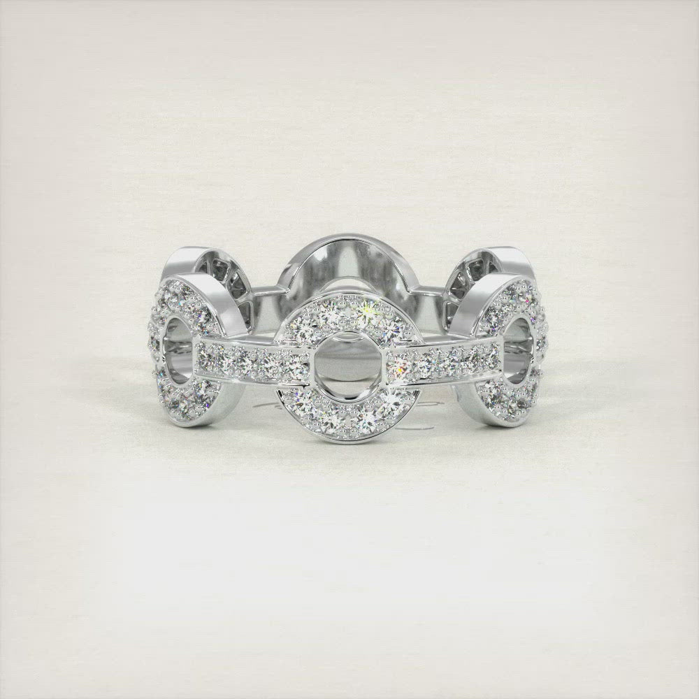 0.75ctw Diamond Pave Link Ring 14k White Gold