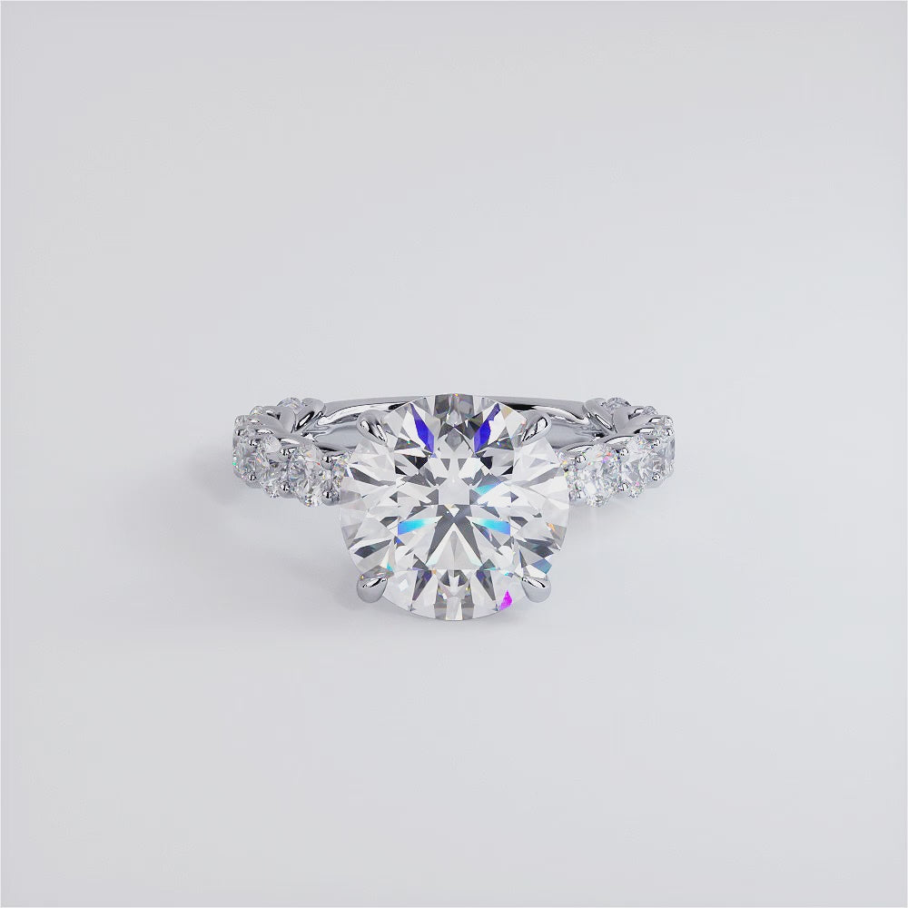 4.51ctw GIA Certified Round Brilliant Lucida set Lab Grown Diamond Engagement Ring set in 14k White Gold