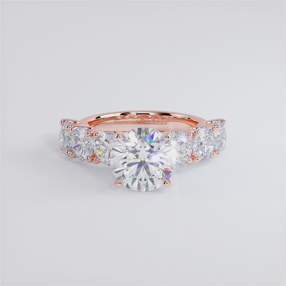5.72ctw GIA Certified D-VS1 Round Brilliant XL Buttercup Lab Grown Diamond Engagement Ring set in 14k Rose Gold