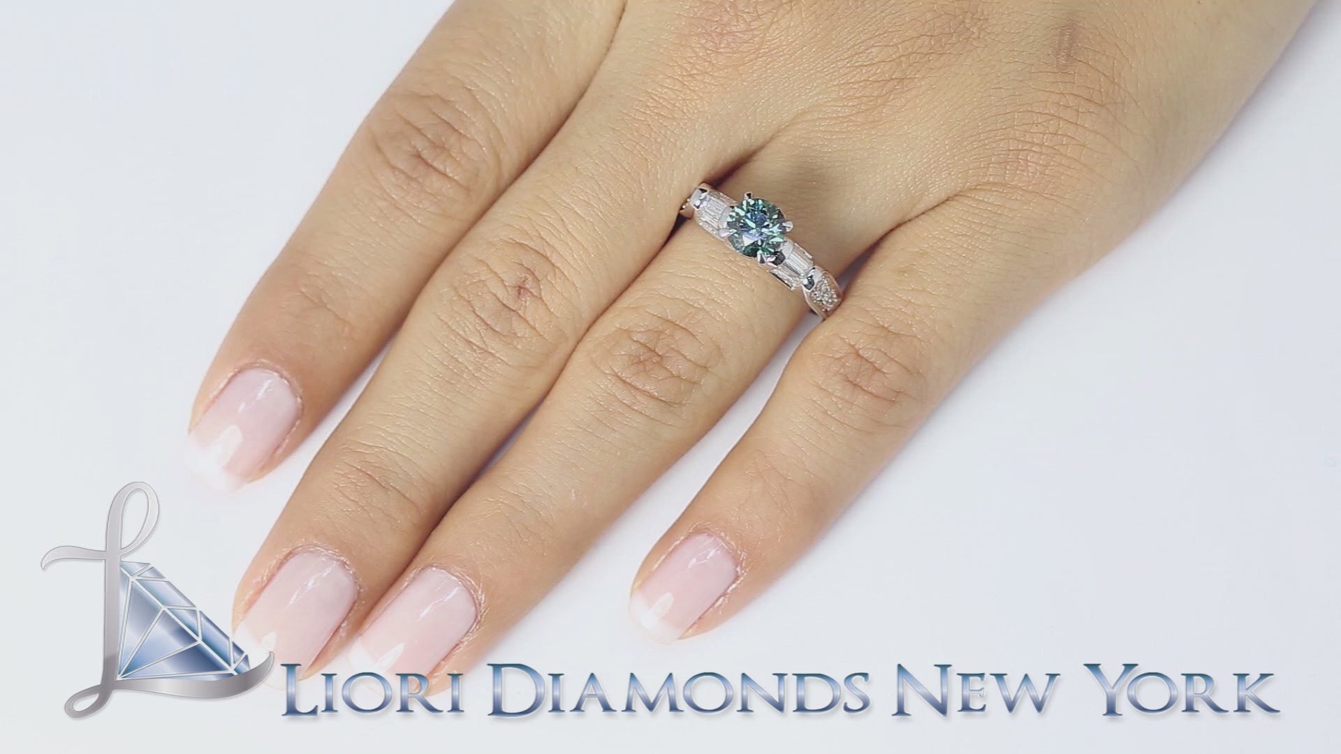 1.66 Carat Certified Fancy Blue Round Diamond Engagement Ring 14k White Gold