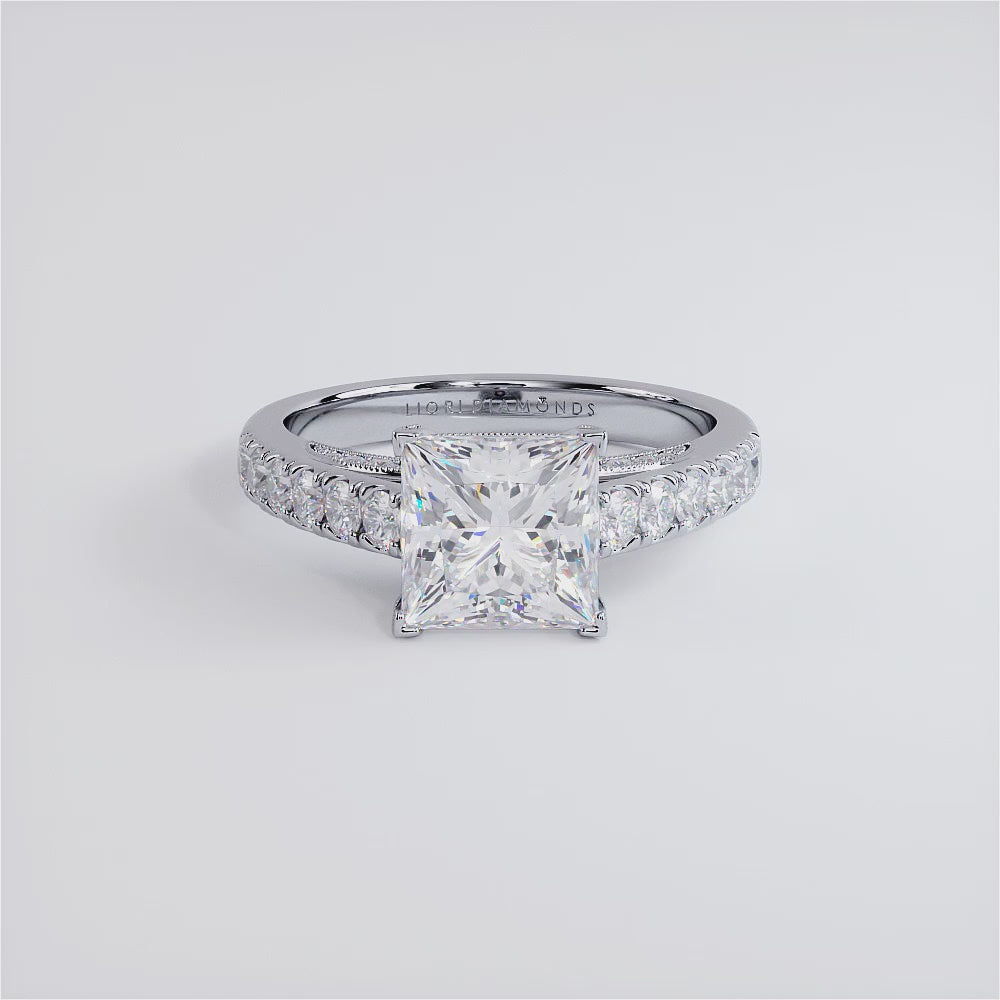2 Carat Princess Cut Micropavé Milgrain Prongs