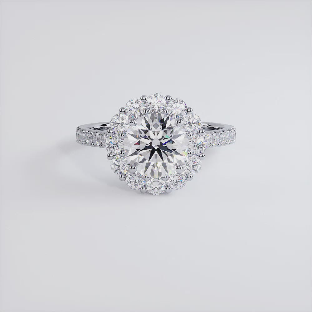 2 Carat Round Brilliant XL Floral Halo