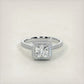 2.30 Carat F-I1 Princess Cut Diamond Engagement Ring 18k White Gold Pave Halo