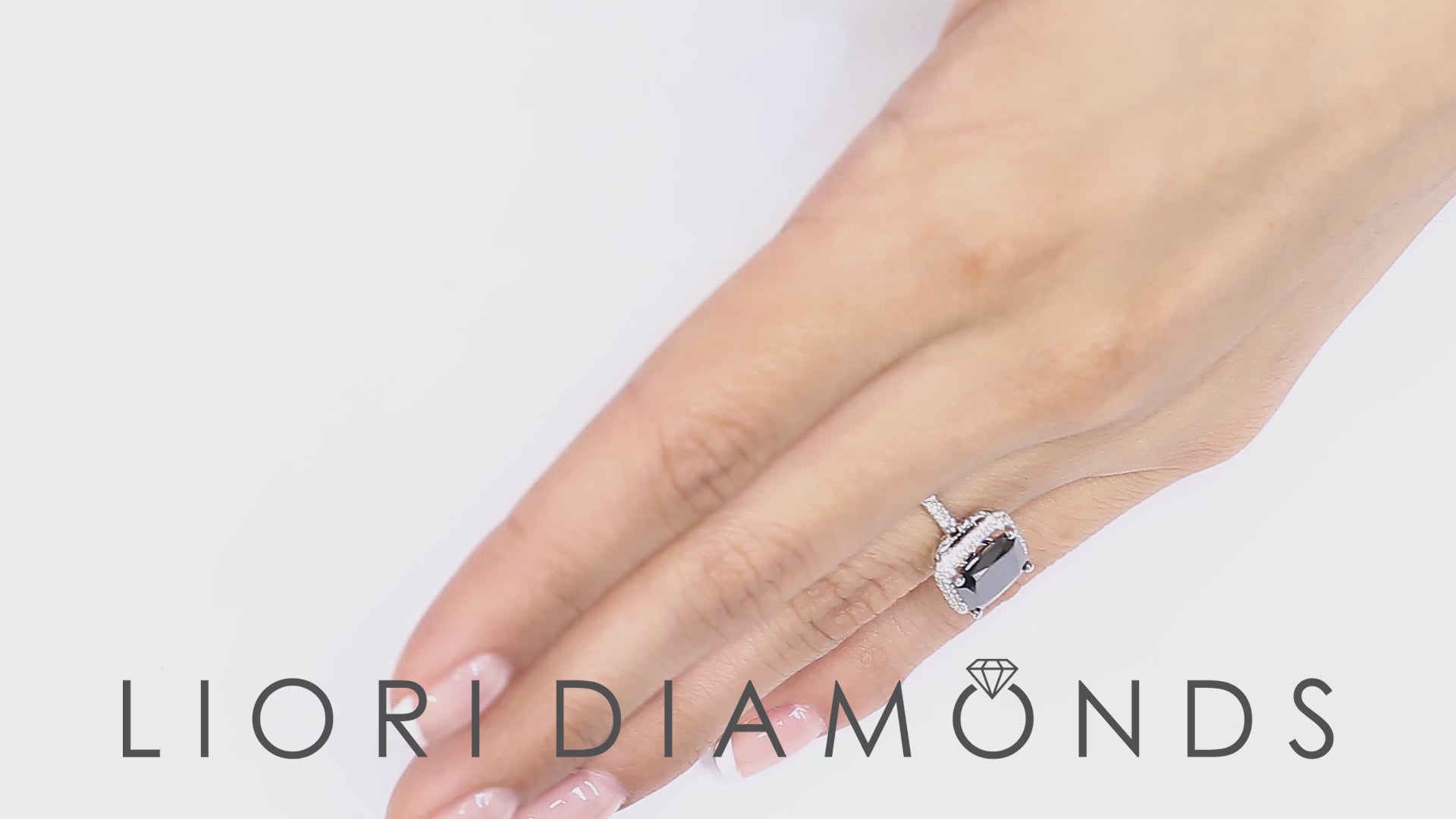 3.97 Carat Cushion Cut Black Diamond Engagement Ring 18k White Gold Pave Halo