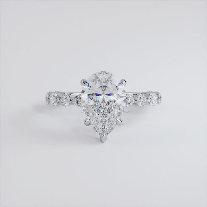 2 Carat Pear Shape Alternating Round & Marquise