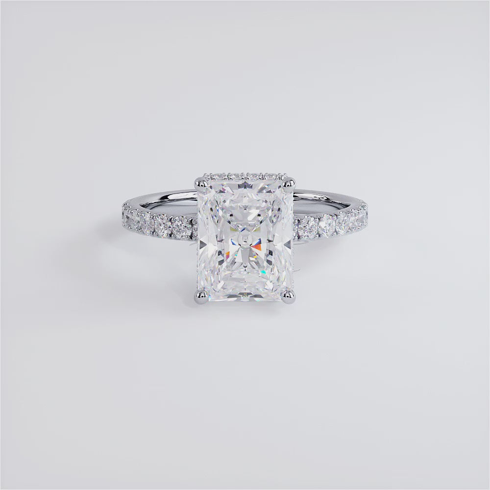 3 Carat Radiant Cut Under Halo Petite Micropavé