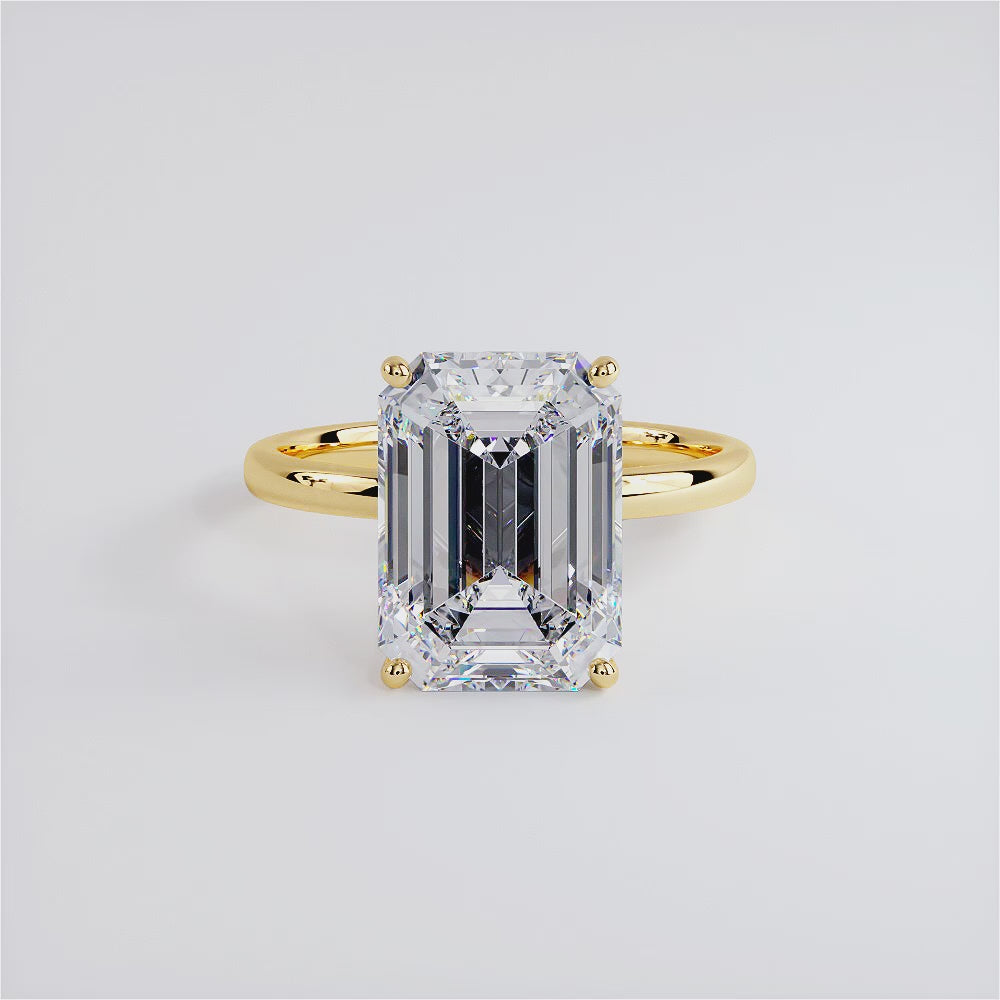 5 Carat Emerald Cut Petite Wire Basket Solitaire