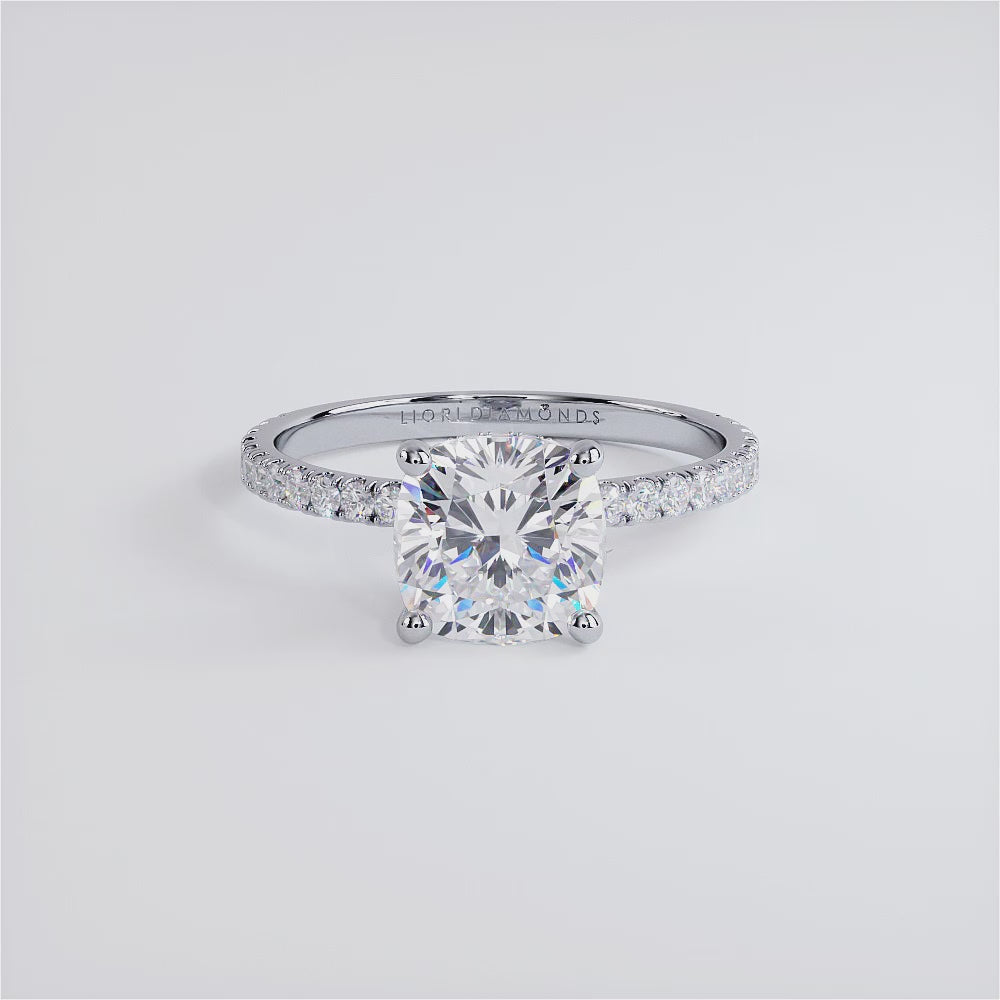2 Carat Cushion Cut Under Halo Petite Micropavé