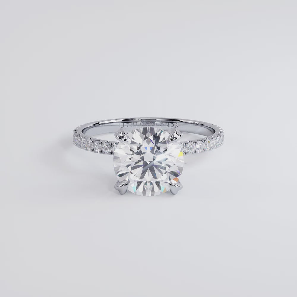 2 Carat Round Brilliant Petite Micropavé Eagle Prongs