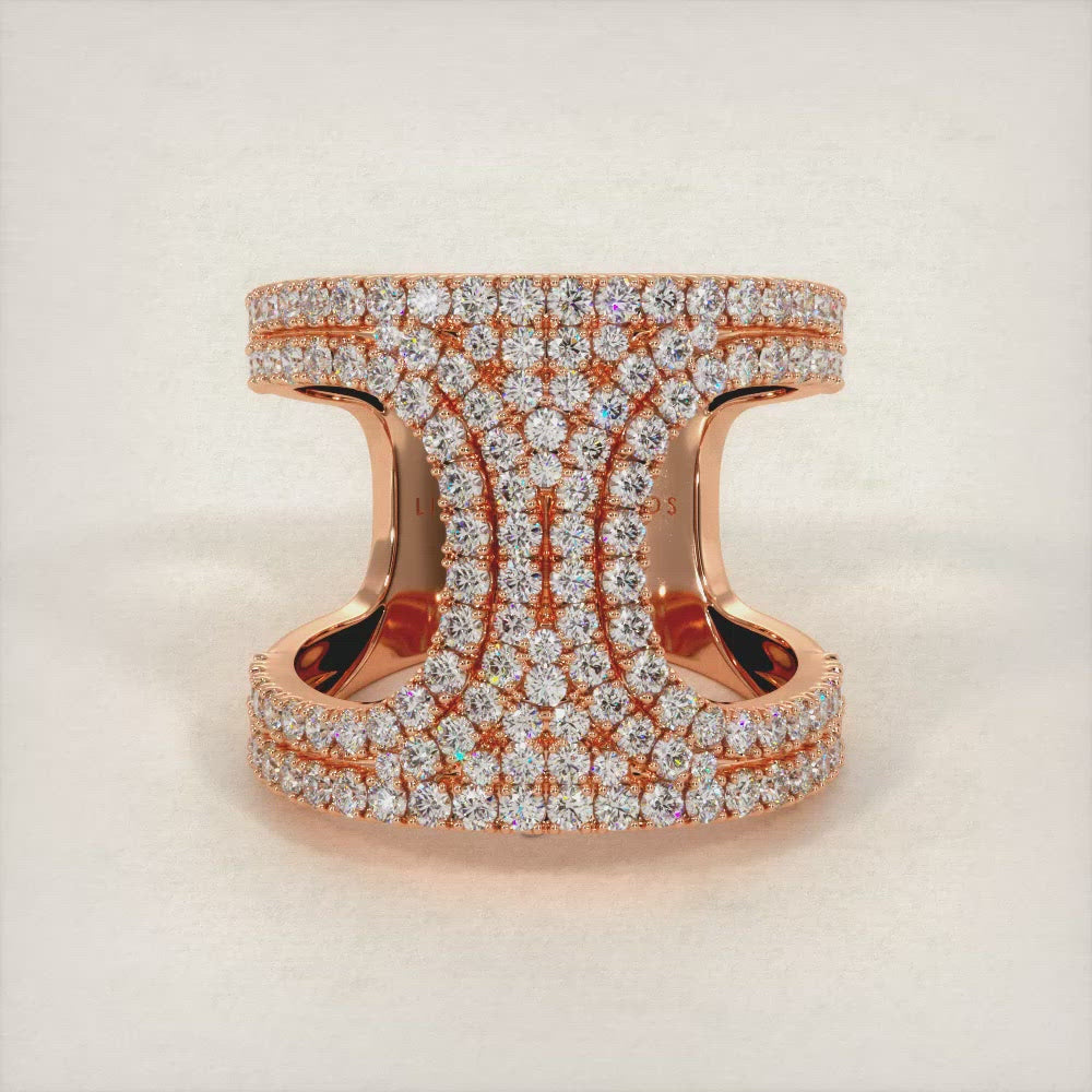 1.83ctw Diamond Cocktail Fashion Ring 14k Rose Gold