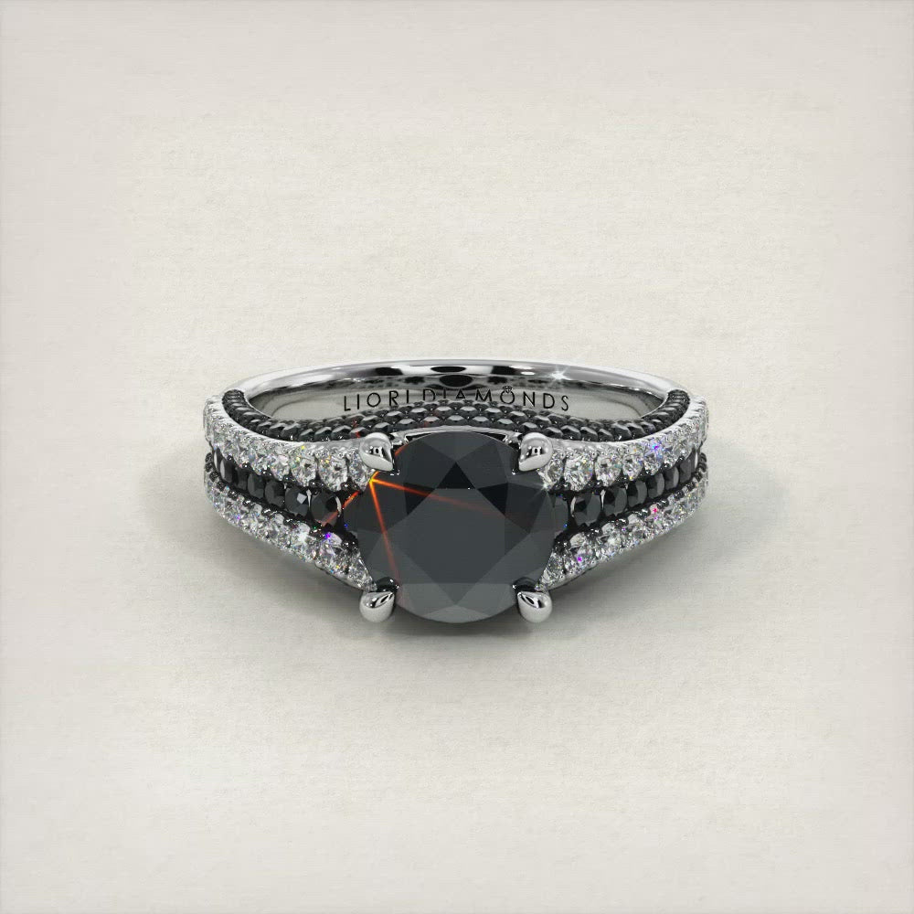 4.15 Carat Certified Natural Black Diamond Engagement Ring 18k White Gold