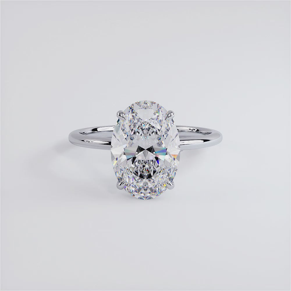4 Carat Oval Cut Petite Wire Basket Solitaire