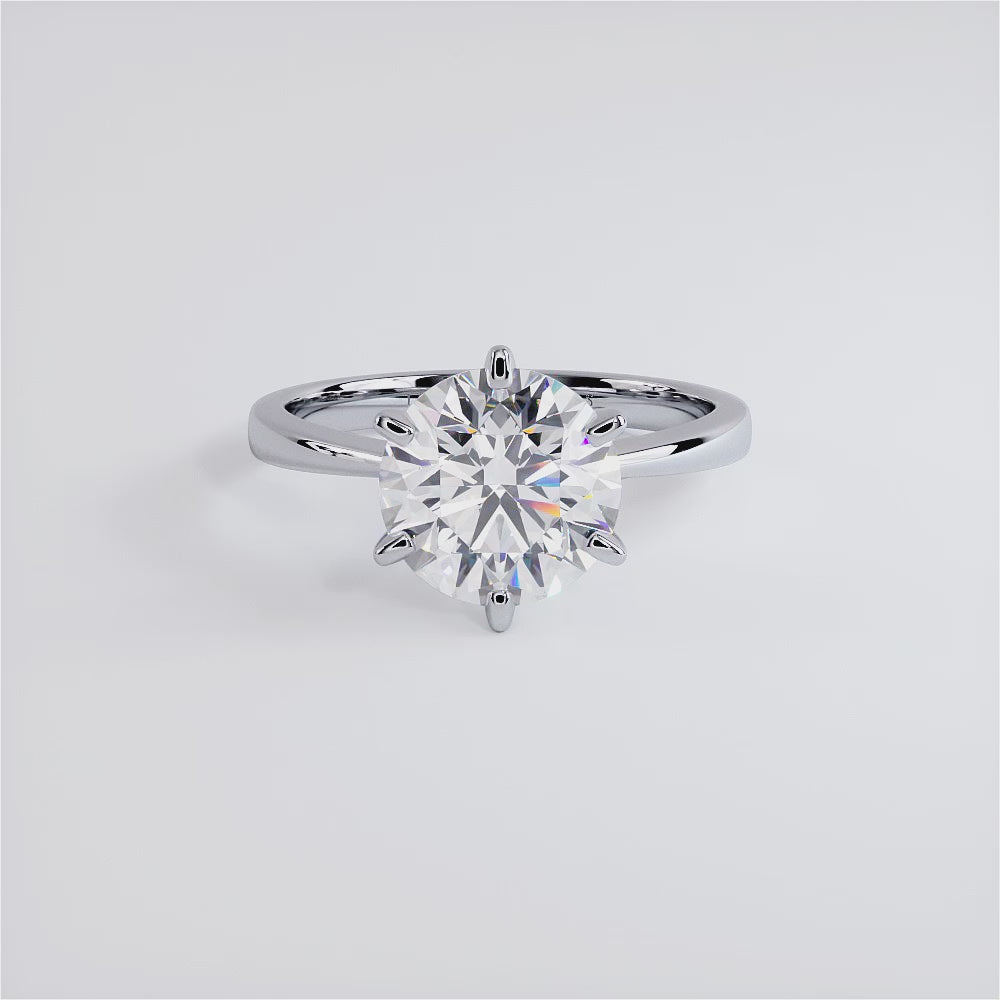 2.5 Carat Round Brilliant Petite Tapered 6 Prong Solitaire