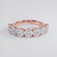 3.15 Carat 7 Stone Diamond Wedding Band Anniversary Ring Set in 14k Rose Gold